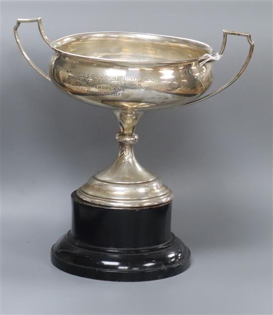A George V silver two handled trophy cup, London, 1926, 11 oz.